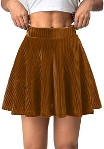 GAMISS Women's High Waisted Mini Skirt, Velvet Pleated Skirts with Shorts Underneath Stretchy Golf Skirts for Women Orange M