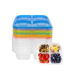 Finorder 4-Compartment Food Containers, Reusable Snack Container for Kids School, Office, Picnic, Portable Snack Lunch Box Meal Prep Containers, Set of 6 (Bright Color Set)