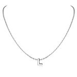 SILVERCUTE Tiny Letter L Pendant with S925 Chain Cute Initial Jewelry Sterling Silver Name Choker Necklace for Women Girls