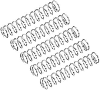 uxcell Compression Spring, 5Pcs 304 Stainless Steel, 10mm OD, 1mm Wire Size, 50mm Free Length, Silver Tone