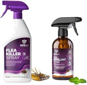 REPELEM Flea Treatment Kit - 1L Flea Spray for The Home with 250ml Natural Flea Repellent | Professional Strength Flea Treatment for House | Household Flea Spray | Low Toxicity Flea Killer for Home