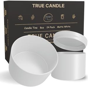 True Candle | 24 Pearl White 8oz Candle tins | New edgeless Cylinder Design | Candle tins for Making Candles, Candle tin can, Candle Making Supplies,tin Candle containers,Empty Candle Jars with lids