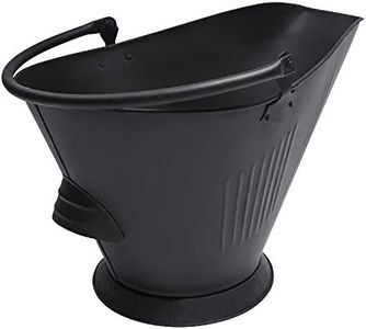 AMAGABELI GARDEN & HOME Ash Bucket for Fireplace Assembled Pellet Stove Indoor and Outdoor Hot Ashes Carrier Container Black Fireside Fuel Can Sturdy Fire Place Burning Wood Holder Hearth Tools