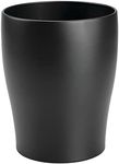 mDesign Steel 1.67 Gallon Trash Can Small Round Wastebasket Metal Garbage Container Recycle Bin for Waste, Recycling in Bathroom, Kitchen, Bedroom, Home Office, Outdoor Trashcan - Black