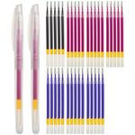 CREAWONDER 35 Extra-thick Refills with 2 Heat Erasable Pens for Fabric Markers, Cloth Marking Pens, Sewing Quilting, Heat disappearing Ink Pen for Dressmaking, Tailors Sewing Chalk Pencils
