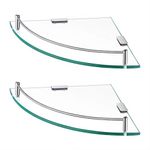 KES Bathroom Glass Shelf 7mm Tempered Glass Corner Shelves with Rustproof Rail SUS304 Stainless Steel Brushed Wall Mounted 2 Pack, BGS2101A-2-P2