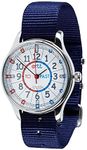 EasyRead time teacher Red & Blue Face, Past & To Waterproof Watch - Navy Strap