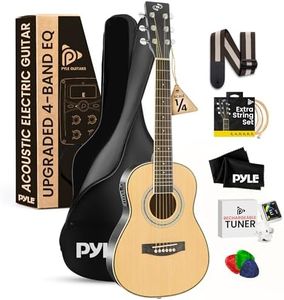 Pyle Acoustic Electric Guitar Kit, 1/4 Scale Spruce Wood Steel String Instrument w/ Gig Bag, 30”