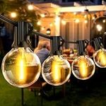 Outdoor String Lights 65.5ft Garden Festoon Light Mains Powered with 30+2 Shatterproof G40 LED Bulbs, Waterproof Hanging Patio Lighting for Indoor Outside Gazebo Pergola Backyard Balcony Cafe Party