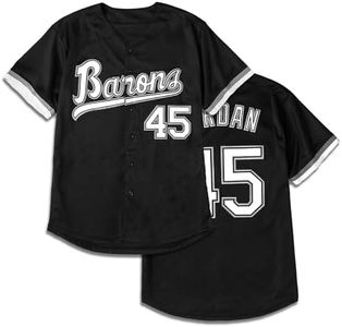 XVNDJ Men's Barons #45 Hip Hop Baseball Jersey,Short Sleeves Baseball Jerseys,White Black Stitched S-5XL Baseball Gift, Black, Medium