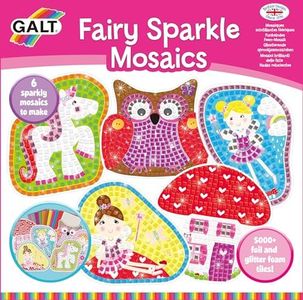 Galt Fairy Sparkle Mosaics -Childrens Glitter Mosaic Set,Arts and Crafts Kit for Kids,Colourful Design Tile by Number Pictures and 5000Plus Self-Adhesive Glitter and Foil Foam Tiles -Ages 5 Years Plus