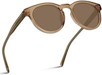 WearMe Pro Polarized Classic Round Retro Women's Sunglasses (Light Crystal Brown/Brown Lens)