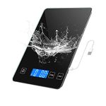 New AMIR Digital Kitchen Scale Large, 10kg/22lb Food Scale, 1g/0.1oz Precise Scale, Rechargeable Tempered Glass Platform, High Accuracy Multi-Function Scale for Cooking Baking