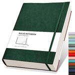 RETTACY A4 Lined Notebook College Ruled/Thick Journal - Extra Large Softcover Composition Notebooks with 2 Free Sticky Notes 320 Pages,Faux Leather, Inner Pocket 21.5 x 27.9cm - Green