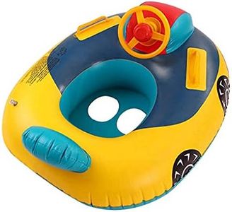 Baby Swimming Pool Float, Cute Car Design Kids Toddler Inflatable Summer Beach Floatie Boat Swim Tube Ring with Handles Safety Seat Pool Lake Air Bed Floating Mattress Raft Lounge for Girls Boys 1-5Y