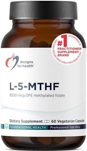 Designs for Health L 5-MTHF - Quatrefolic L Methylfolate Supplement 5mg (8500 DFE) - Methylated Folate Supplement for Women & Men - Supports Methylation - Non-GMO, Gluten Free (60 Capsules)