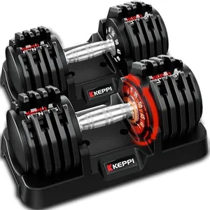 Keppi Adjustable Dumbbells Set - 10LB to 55LB 10 in 1 Pair Dumbbells Adjustable Weight Set with Anti-Slip Metal Handle,Exercise & Fitness Dumbbells for Home Gym