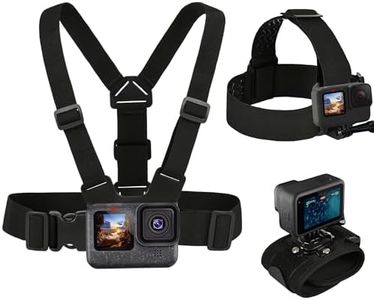 GOLRTRAL 3 in 1 Accessories Set for GoPro Hero 12/11/10/9/8/7//6/5/4/3 Black, Chest Mount Harness/Head Strap Mount/ 360°Rotating Wrist Strap, Adjustable Flexible Mount Kit