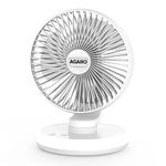 AGARO Alpha Desktop Fan with Light, 4 Inches, 4 Speeds, Oscillating Table Fan, Brushless Motor, Wide Angle Adjustment, USB Rechargeable, Ultra Quiet, Personal Mini Fan for Home Office Bedroom,White