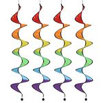 DONGKER 4pcs Rainbow Wind Spinner, 43" Rainbow Curlie Spinner Hanging Rainbow Wind Twister for Yard Tent Garden Outdoor Lawn Decoration