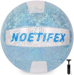 Noetifex Soft Touch Volleyball, Official Size 5 – Thickened Durable Indoor Outdoor Waterproof Volleyball for Beach, Pool, Gym Training & Games, Neon Holographic Fabric Design, with Pump