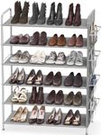 SimpleHouseware 6-Tier Shoe Rack Storage Organiser with 8 Hanging Pockets for Closet and Entryway, Grey