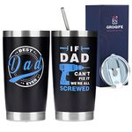 Grogife Dad Gifts - Daddy Birthday Presents Ideas, Funny Travel Mug for Step Dad, Grandad, Insulated Coffee Cup with Straw and Lid for Hot Cold Drinks 600ml