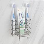 Linkidea Wall Mount Toothbrush Holder, Stainless Steel Tooth Brush Stand, Wallmount/Countertop 3 Slots Organizer Compatible with Colgate Extra Clean, Oral-B CrossAction (Brushed Nickel)