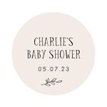 Personalised baby shower stickers | baby shower sticker/labels | for favors | round circle | choice of colours (Champagne)
