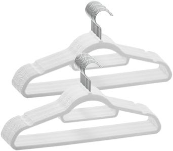 ABHENG 30 Unidad Percha de Terciopelo, Muescas Antideslizantes, Suaves, Finas, Gancho Giratorio 360°, con Barra Corbata, Ahorro de Espacio, 43,5 x 0,6 x 22,5 cm (L x B x H), Blanco, AFY0430W