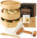 Original Chinese Soup Dumpling Steamer Kit | Bamboo Steamer Basket Set | Unique Gifts for Cooks, Chef Gifts for Friends | Cooking Gifts for Sister or Brother | Unique Christmas Gifts for Women & Men