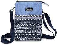 WisePoint Women's Cross-Body Bags, Cotton Crossbody Phone Bag Casual Shoulder Bag for Women, Boho Mobile Phone Bag (blue)