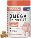 Salmon Oil for Dogs - Soft Chew Omega Treats for Skin and Coat - Fish Oil Blend of Essential Fatty Acids, Omega 3 and 6, Vitamins, Antioxidants and Minerals - Made in USA (180 Chews, Salmon)