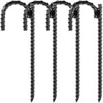 4pcs Threaded Steel bar Stakes/Ground Stakes/Outdoor Fence Ground Stakes.New J Hook Heavy-Duty rebar Metal Stakes ，Proof Coated Steel Ground Stakes with Chisel Point End.. (4)