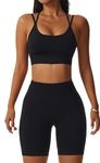 Seamless Workout Sets for Women Strappy Crisscross Sports Bras with Shorts Leggings 2 Piece Yoga Outfits Gym Tracksuit