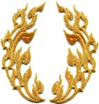 Gold Trim Flames Retro Boho Chic Art Deco Embroidered Appliques Iron-on Patches Pair New by TKPatch