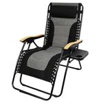 LANMOUNTAIN Oversized XL Padded Zero Gravity Chairs,Patio Lounge Chairs with Cup Holder,Wide Armrest,Adjustable Pillows,Lawn Recliner Chair for Outside,Backyard,Support 450lbs,Black & Gray