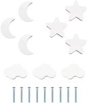 MHwan Cabinet Knobs, Pack of 9 Soft Rubber Anti-Collision Drawer Knobs, Children, Stars, Moon, Clouds Knob for Cupboard, Furniture Knobs, Children, Furniture Knob and Cabinet Door Knobs for Baby Safety (White)