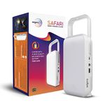 wipro Safari Emergency Rechargeable Led Lantern with 7200 Mah Battery | 122 Individual Led Lights | Brightness Control Feature | in- Built Mobile Charging Point|15 Watt (Pack of 1) White