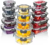 Razab 30 PC Glass Food Storage Containers with Lids - Reusable Glass Meal Prep Containers for Lunch & Leftovers - Airtight & Leakproof Snap Locking Lids - Oven, Freezer, Microwave & Dishwasher Safe