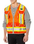 Radians SV55 Class 2 Heavy Woven Two Tone Engineer Vest with Padded Neck to Support Extra Weight in Cargo Pockets, Orange, Large