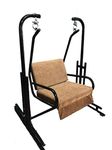 Kaushalendra Single Seater Swing Chair with Stand - Iron Cushion Jhula for Indoor Use, 150 Kg Capacity (Multicolor Cushion), 41 cm