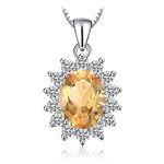 Jewelrypalace 1.8ct Gemstones Birthstone Natural Citrine 925 Sterling Silver Halo Pendant Necklace For Women Princess Diana William Kate Middleton Necklace Chain Box 18 Inches