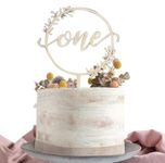 Wooden Gold One Cake Topper Happy Birthday New Borth Age Cake Decorations Anniversary Double Face