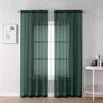 Chyhomenyc Hunter Green Sheer Curtains, Sheer Curtains 84 inches Long 2 Panels Set, Rod Pocket Voile Sheer Drapes for Living Room Bedroom, 2PCS, Each 42 W x 84 L, Hunter Green