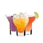 Krosno Cocktail Drinking Glasses | Set of 3 | 190, 150, 200 ml| Shake Collection | Margarita and Martini | Durable Glass | Perfect for Home Restaurants and Parties | Dishwasher Safe