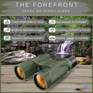 PURSUAL 10x42 HD Binoculars – Compact Waterproof BAK-4 FMC for Bird Watching, Sports, Travel