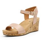 DREAM PAIRS Women's Nude Pu Open Toe Buckle Ankle Strap Platform Wedge Sandals Size 8 M US Nini-8