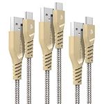 TECHGEAR 3 Pack STRONG High Durability Braided USB C Charger Cable & Sync Cables (30cm,1m, 2m) for USB Type-C Compatible with iPad Pro 11" 12.9" 2024 2022, Mini 6, iPad Air 4/5/6, iPad 10th 2022, Gold