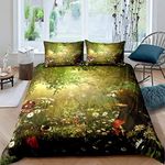 Magic Comforter Cover Mushroom Duvet Cover Daisy Leaves Branches Sunset Nature Bedding Set Trippy Style Fairy Tale Theme Quilt Cover Home Room Decotive 3Pcs Double Size